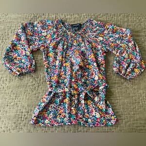 Ralph Lauren Floral Long Sleeve Blouse cinched belted tie waist size 10 flowy